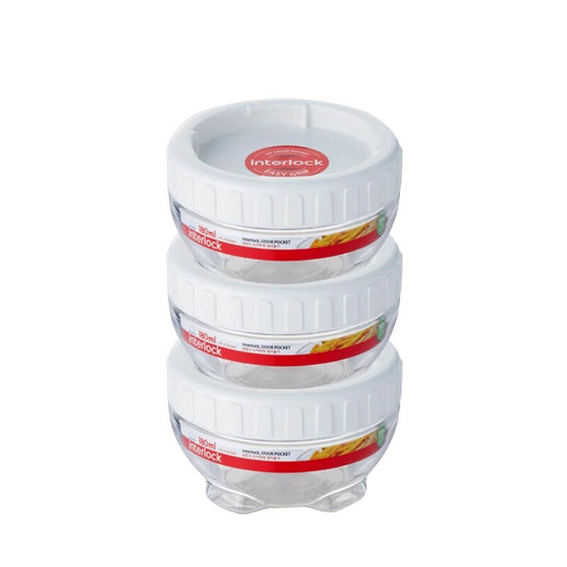 Bộ 3 Hộp Bảo Quản Thực Phẩm Interlock - 180ml - Màu Trắng - LocknLock - INL305S3, , large image number null